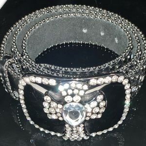 Bling Bling Genuine Leather Belt - crystal cross